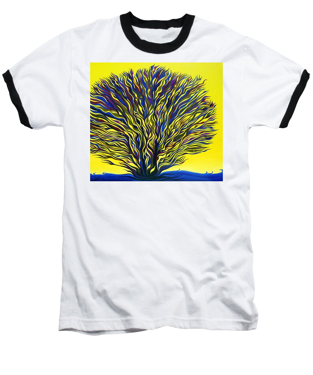 Shrub Baseball T-Shirt featuring the painting About to Sprout by Amy Ferrari