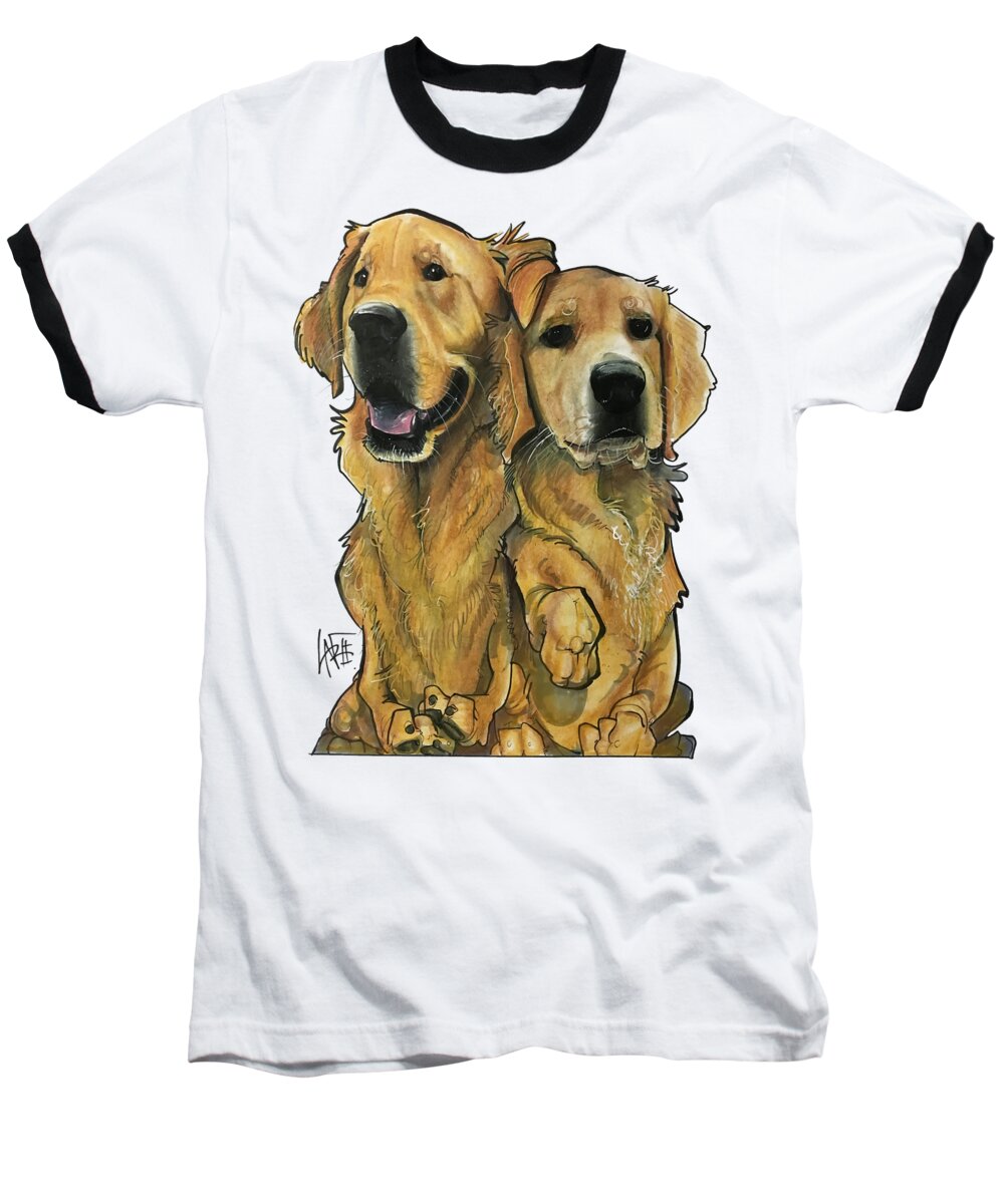 Pet Portrait Baseball T-Shirt featuring the drawing Adie 3320 by John LaFree