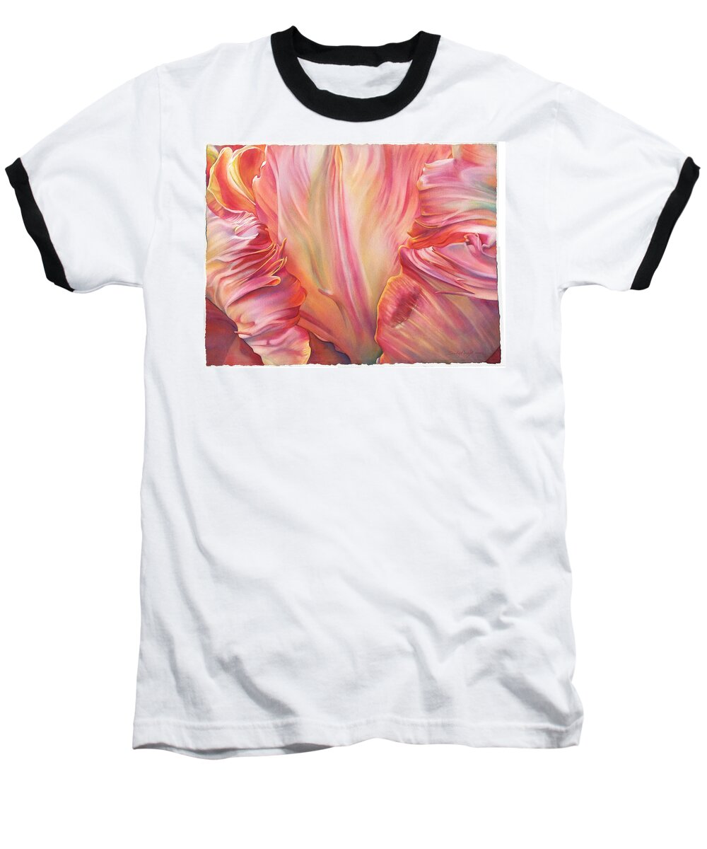 Flower Baseball T-Shirt featuring the painting Aglow by Sandy Haight
