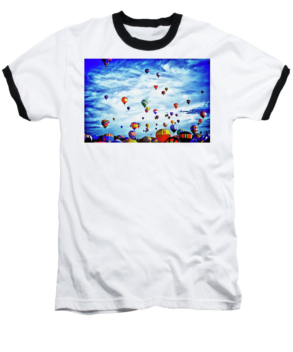 Hot Air Balloon Baseball T-Shirt featuring the digital art Albuquerque Blues by Gary Baird