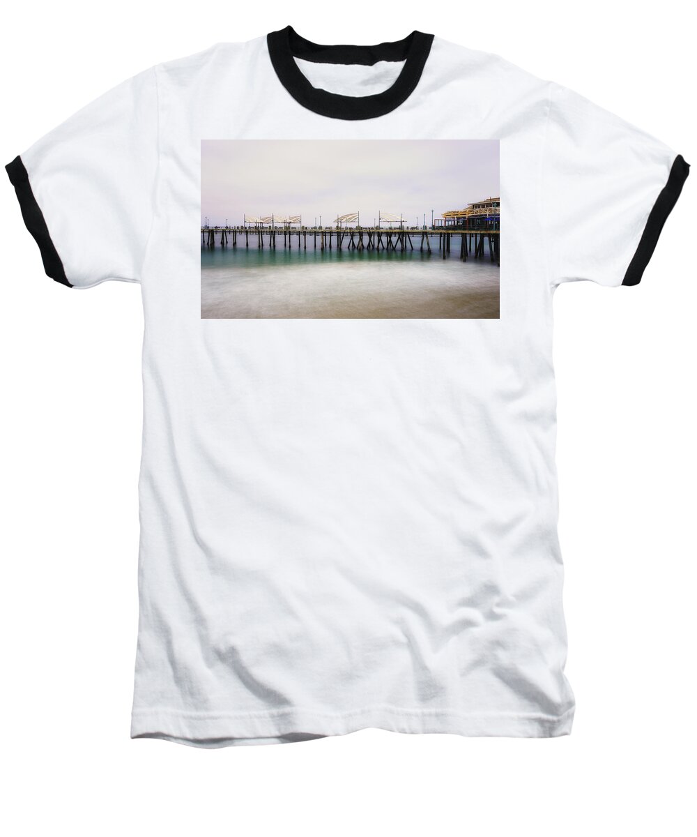 Multi Baseball T-Shirt featuring the photograph All quiet on Redondo Pier by Michael Hope