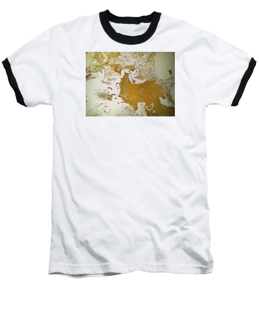 Abstract Expressionism Baseball T-Shirt featuring the painting Alligator Head Amber Backflip by Gyula Julian Lovas