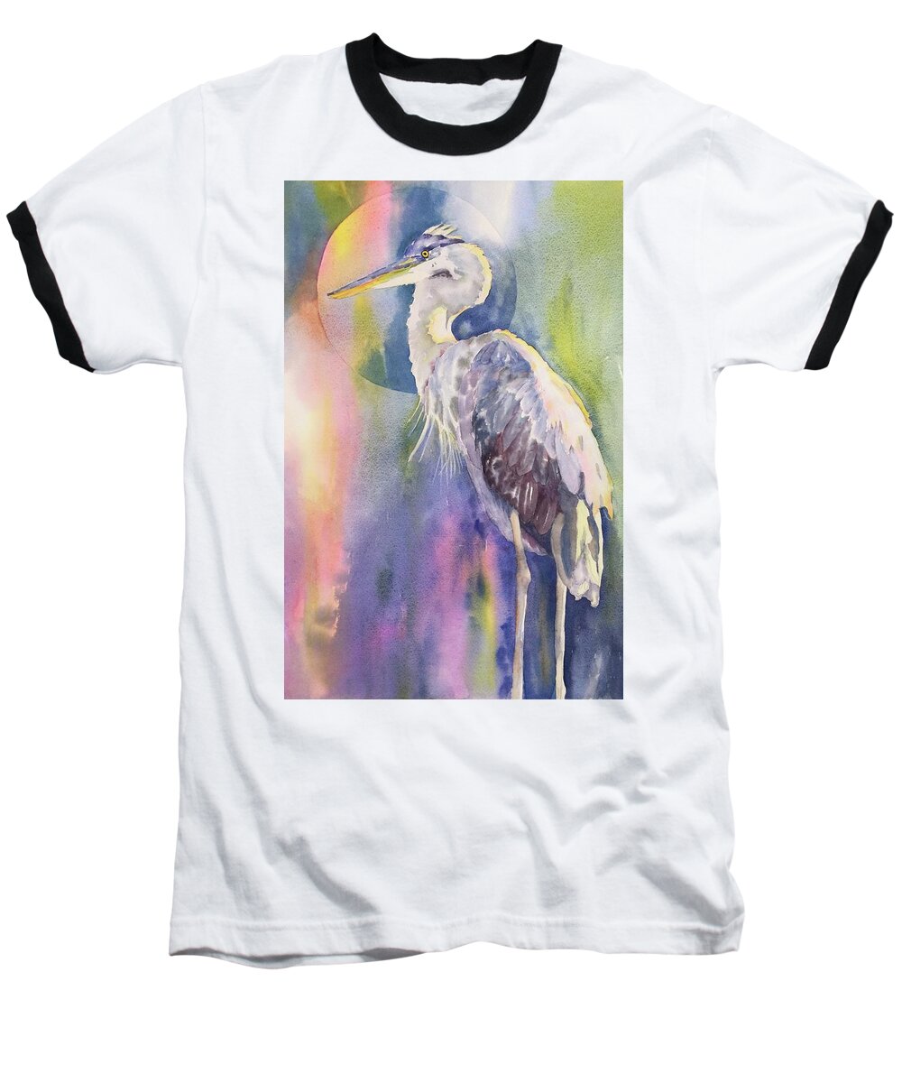 Great Blue Heron Baseball T-Shirt featuring the painting Angel Heron by Tara Moorman