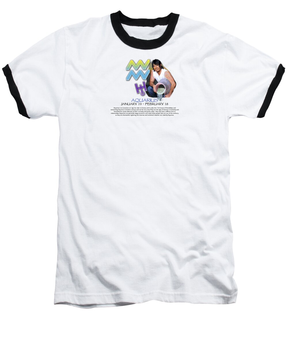 Aquarius Baseball T-Shirt featuring the digital art Aquarius Sun Sign by Shelley Overton