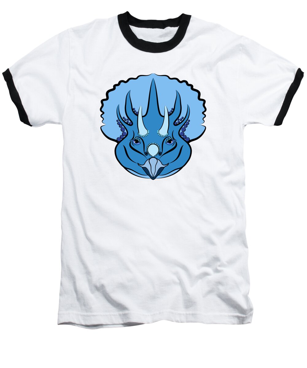 Graphic Animal Baseball T-Shirt featuring the digital art Triceratops Graphic Blue by MM Anderson