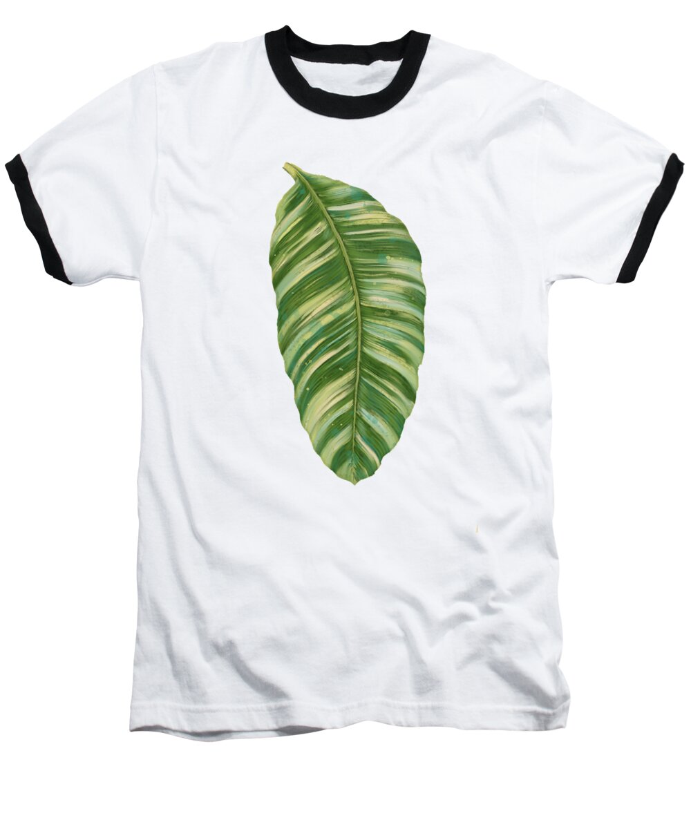 Tropical Baseball T-Shirt featuring the painting Rainforest Resort - Tropical Leaves Elephant's Ear Philodendron Banana Leaf by Audrey Jeanne Roberts