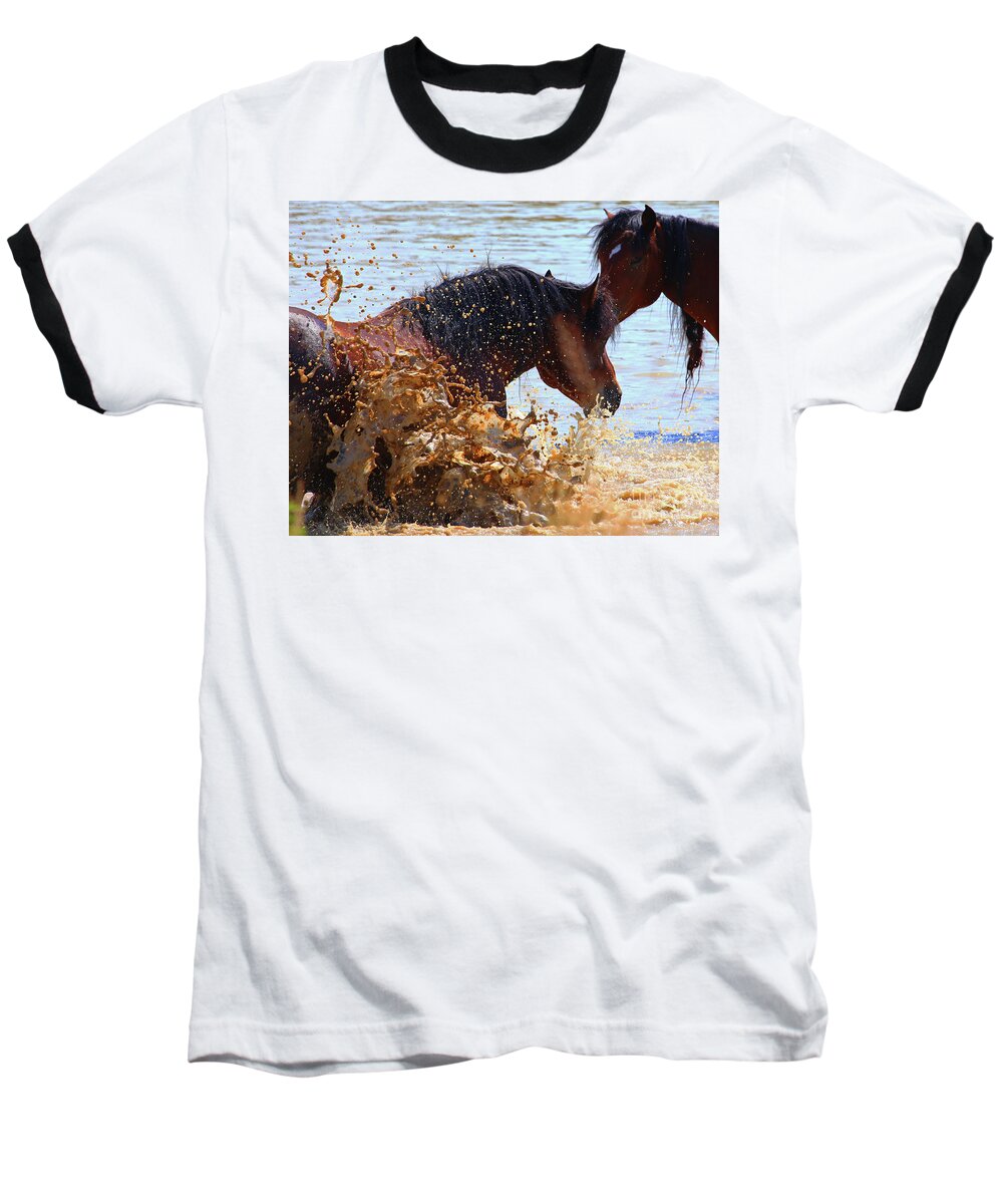 Wild Horse Baseball T-Shirt featuring the photograph At the Watering Hole by Marty Fancy