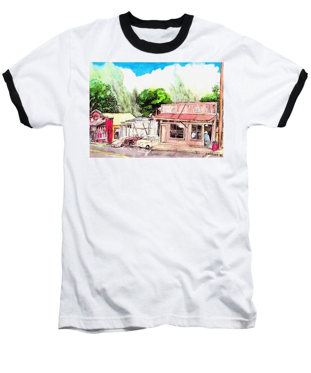 Historic Baseball T-Shirt featuring the painting Auggies Pool Hall by Eric Samuelson