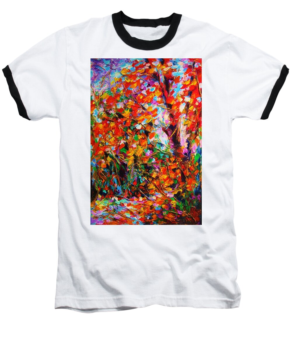 Energy Spiritual Art Baseball T-Shirt featuring the painting Autumn Leaves by Helen Kagan