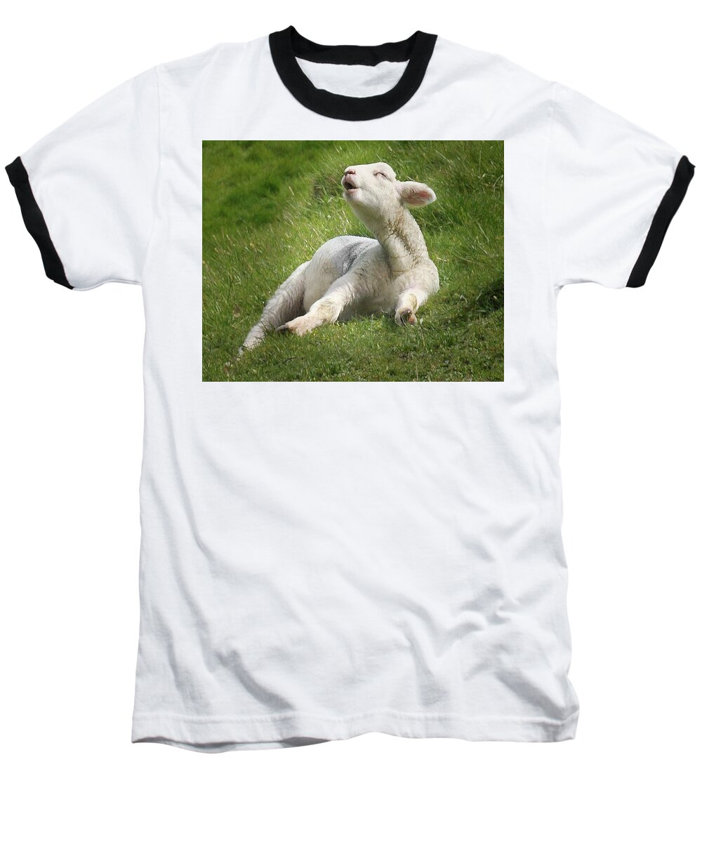 Lamb Baseball T-Shirt featuring the digital art Avebury Lamb by Vicki Lea Eggen