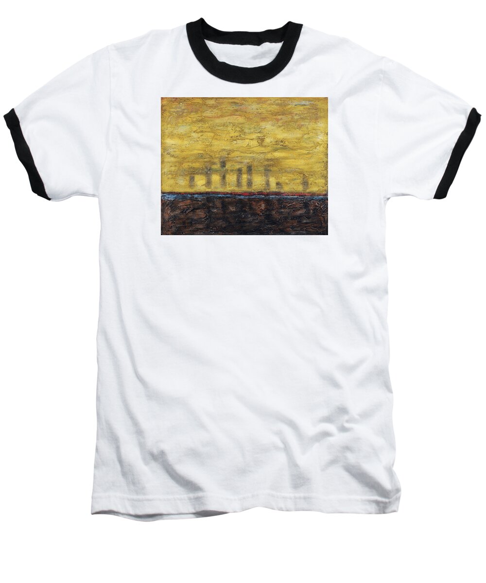 Abstract Baseball T-Shirt featuring the painting Awakening by Jim Benest