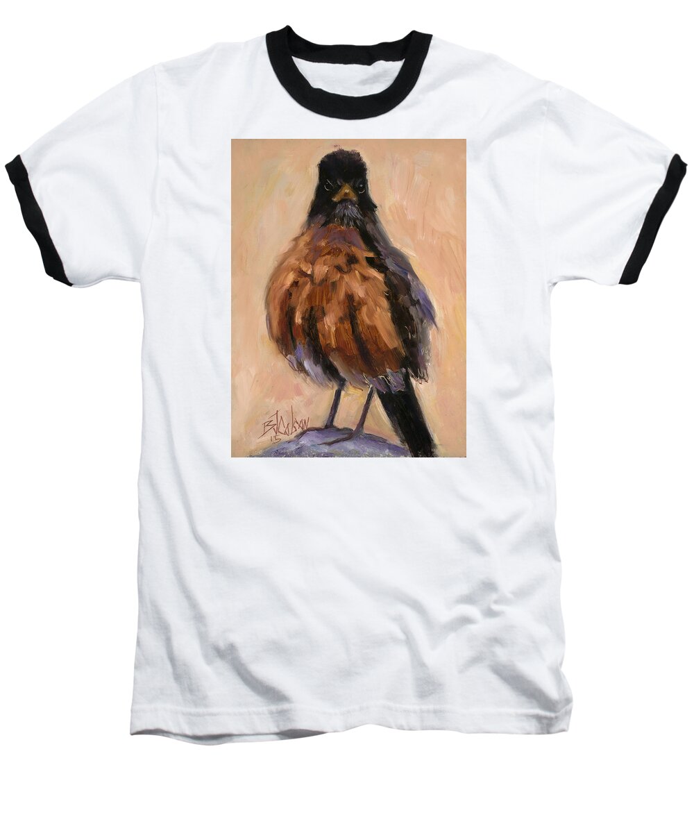 Funny Robin Baseball T-Shirt featuring the painting Awol by Billie Colson