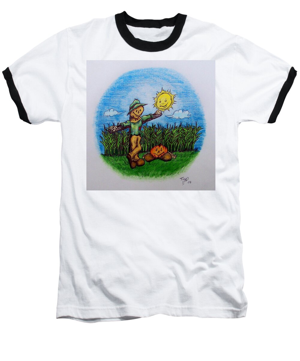 Michael Baseball T-Shirt featuring the drawing Baggs And Boo by Michael TMAD Finney