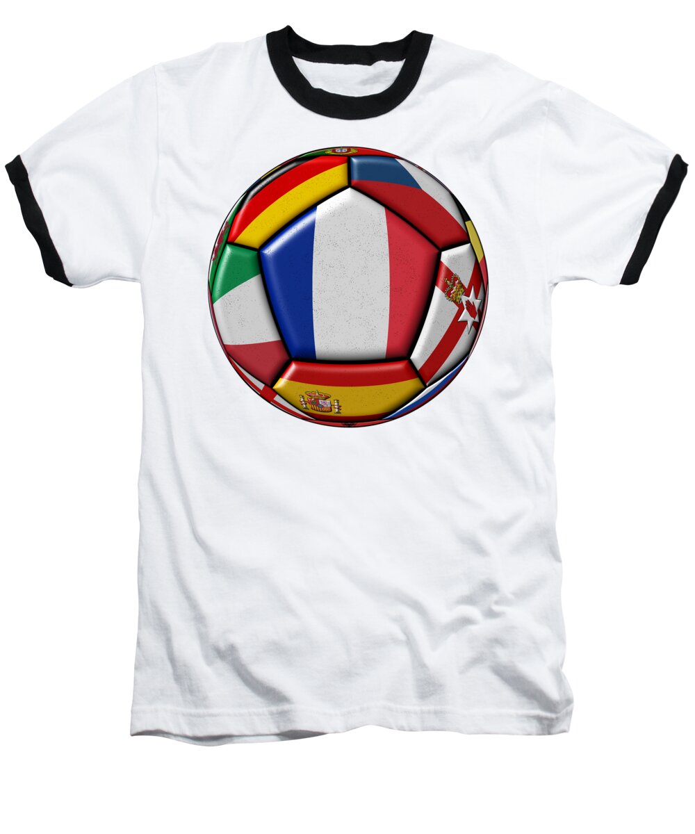 Championships Baseball T-Shirt featuring the digital art Ball with flag of France in the center by Michal Boubin