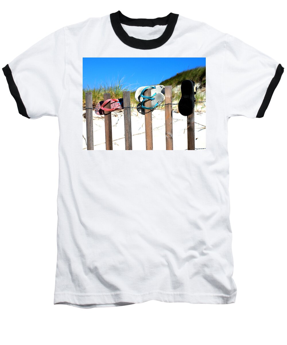 Sand Baseball T-Shirt featuring the photograph Beach Sandels by Bruce Gannon