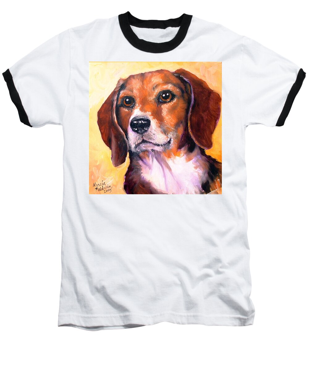 Dog Baseball T-Shirt featuring the painting Beagle Billy by Marcia Baldwin
