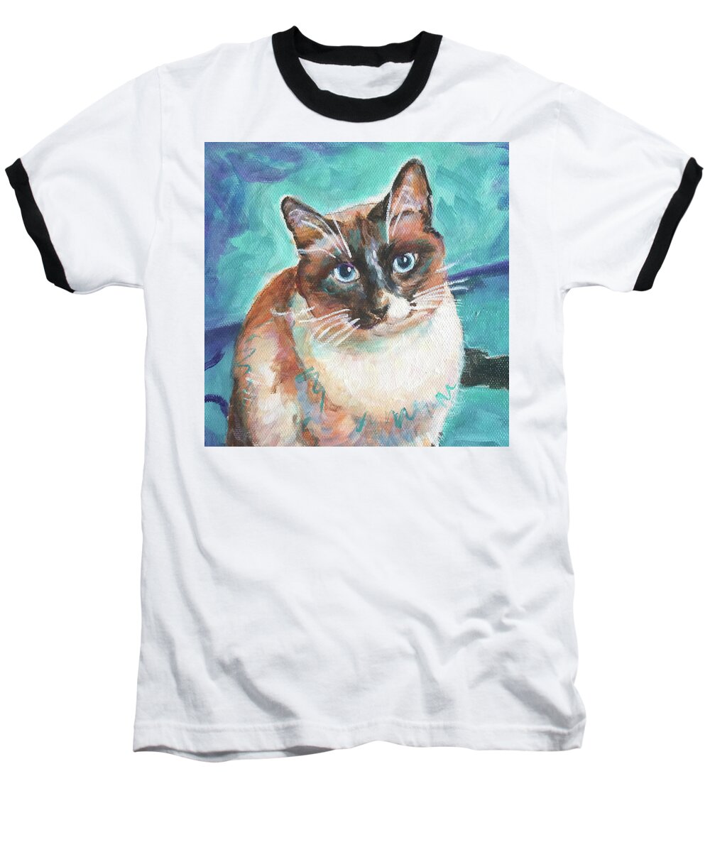  Baseball T-Shirt featuring the painting Beau Kitty by Judy Rogan