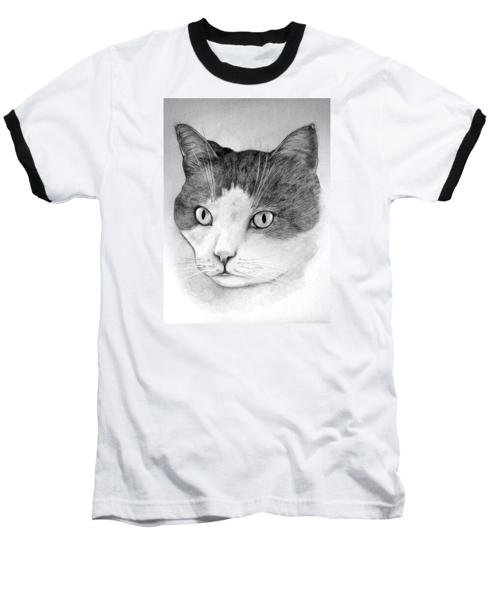 Cat Baseball T-Shirt featuring the drawing Big Boy Baily by John Stuart Webbstock