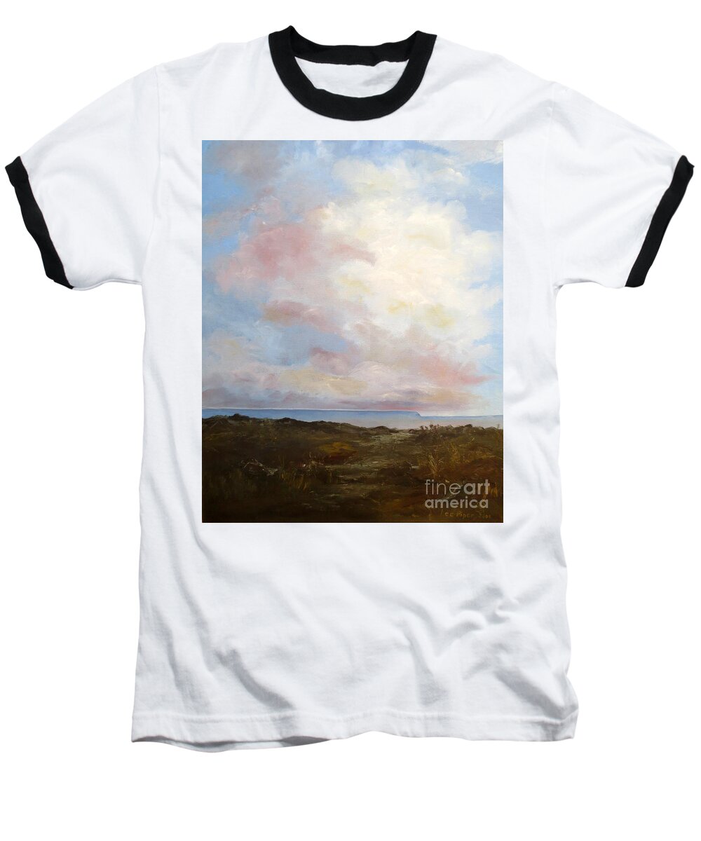 Lee Piper Baseball T-Shirt featuring the painting Big Sky Country by Lee Piper