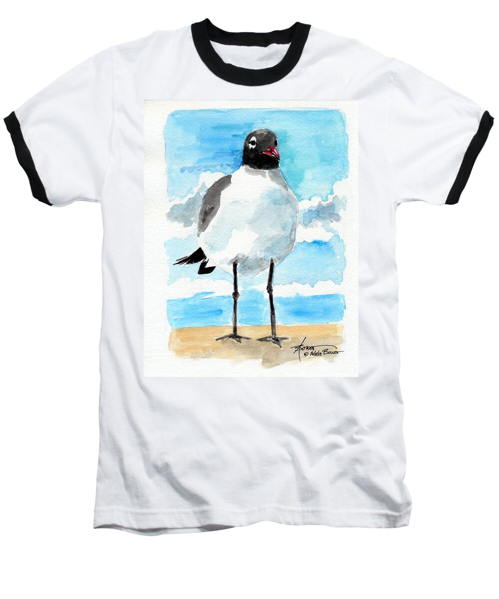Sea Gull Baseball T-Shirt featuring the painting Bird Legs by Adele Bower