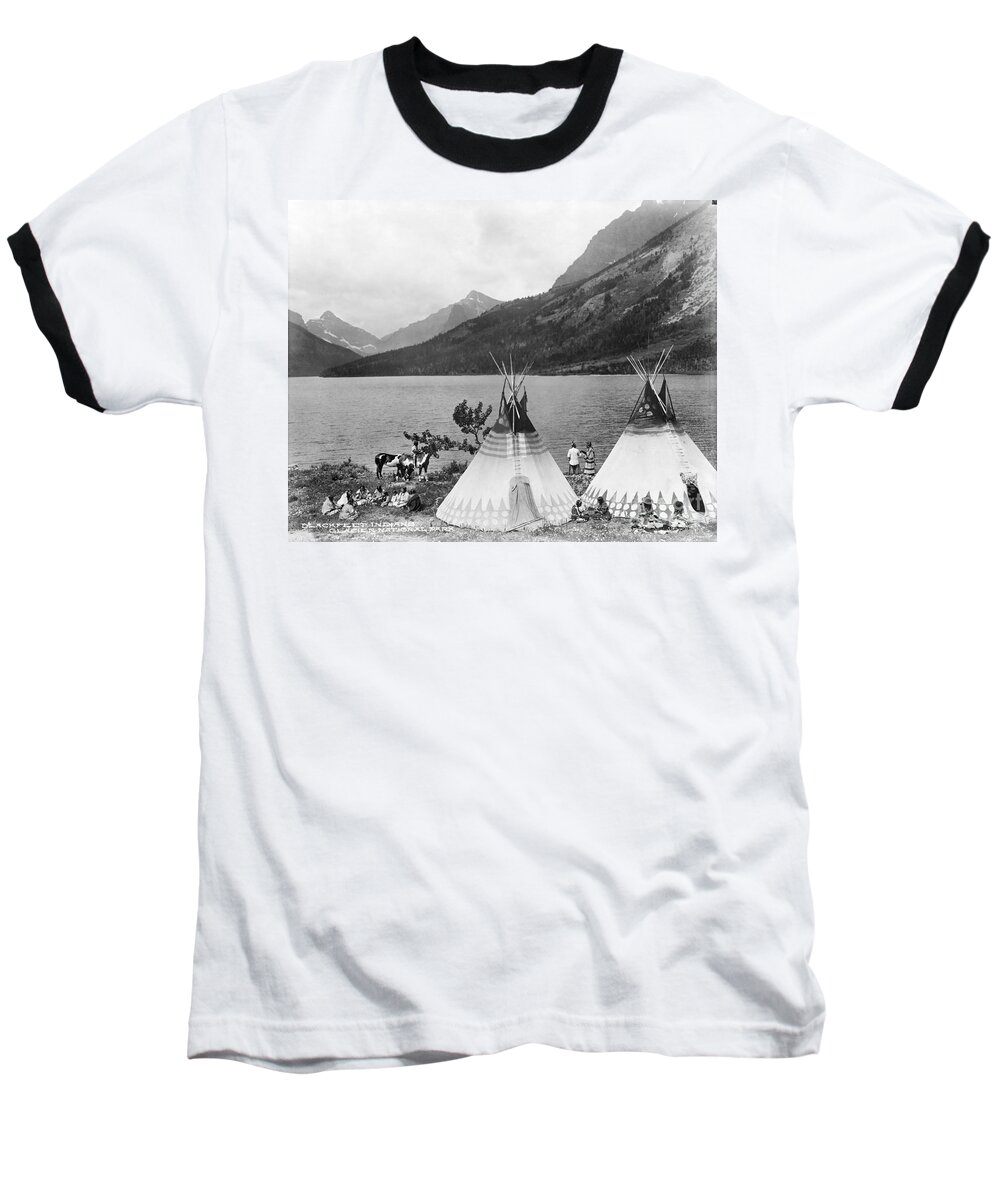 1910s Baseball T-Shirt featuring the photograph Blackfoot Encampment. by Granger