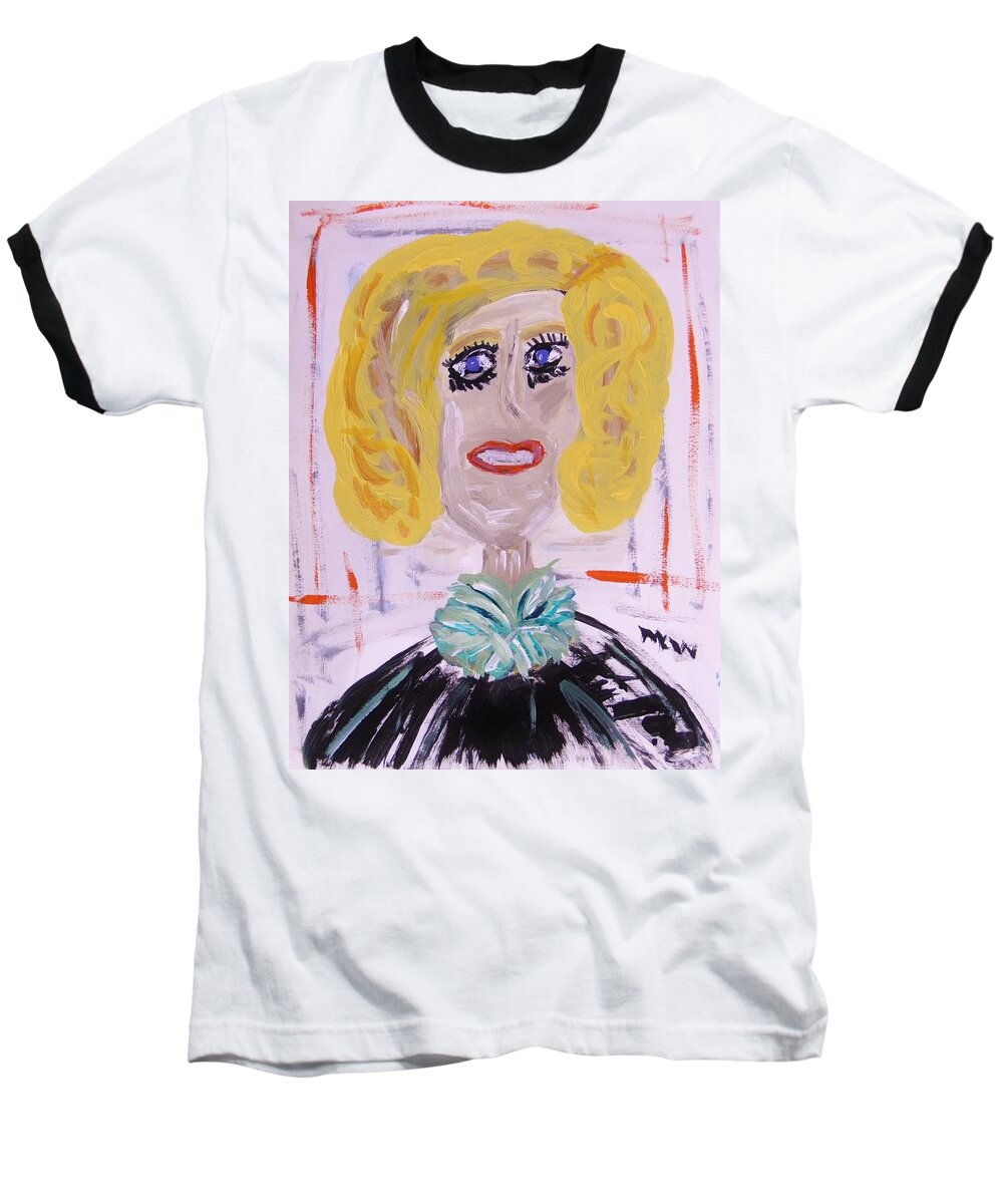 Girl Baseball T-Shirt featuring the painting Brash Blond by Mary Carol Williams