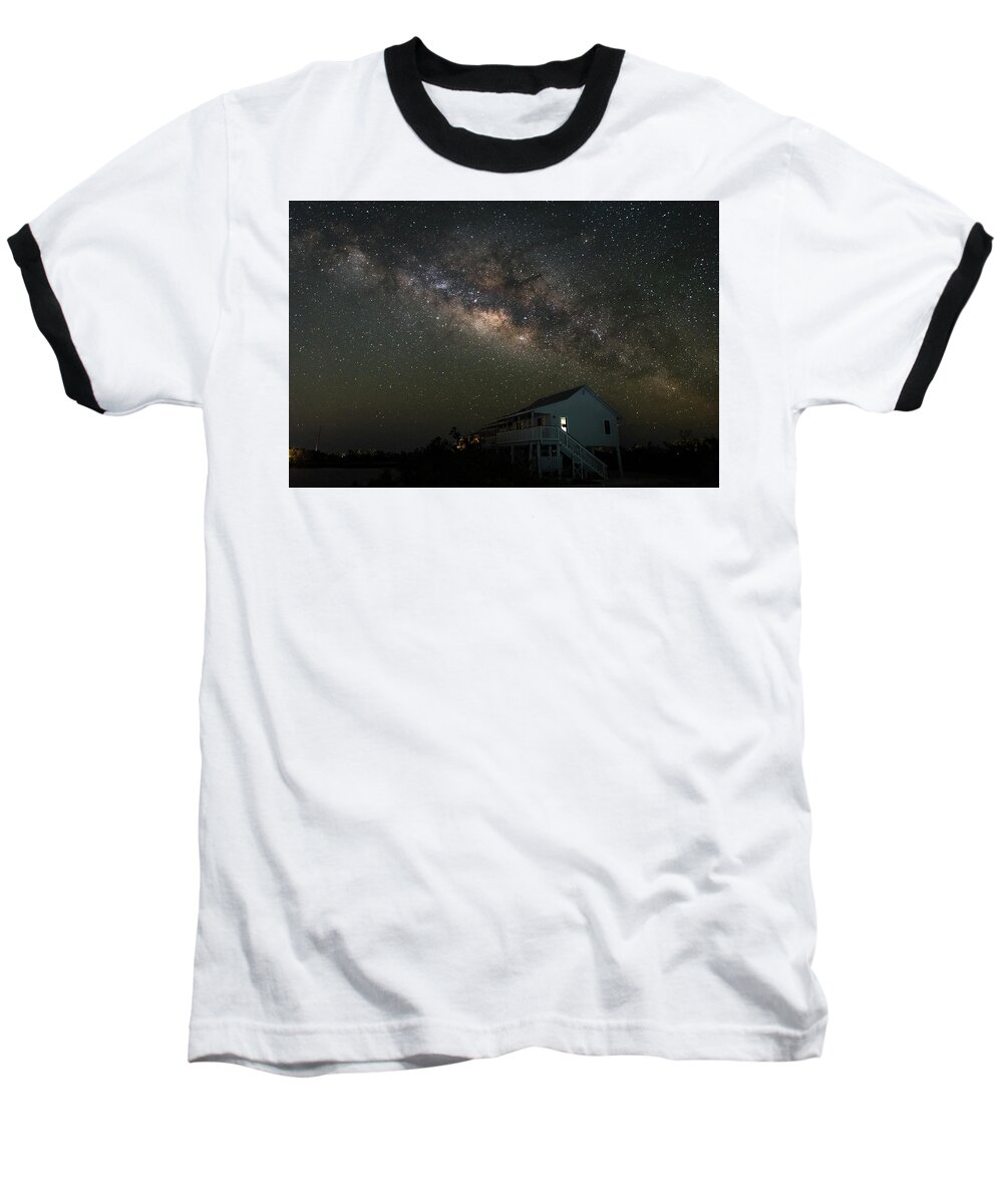 Cabin Baseball T-Shirt featuring the photograph Cabin Under The Milky Way by David Hart