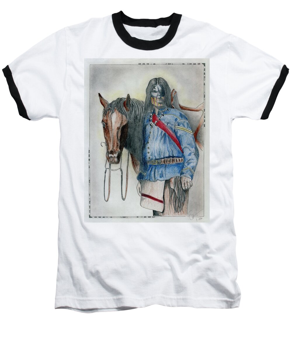 American Baseball T-Shirt featuring the drawing Calvary Scout by Jimmy Smith