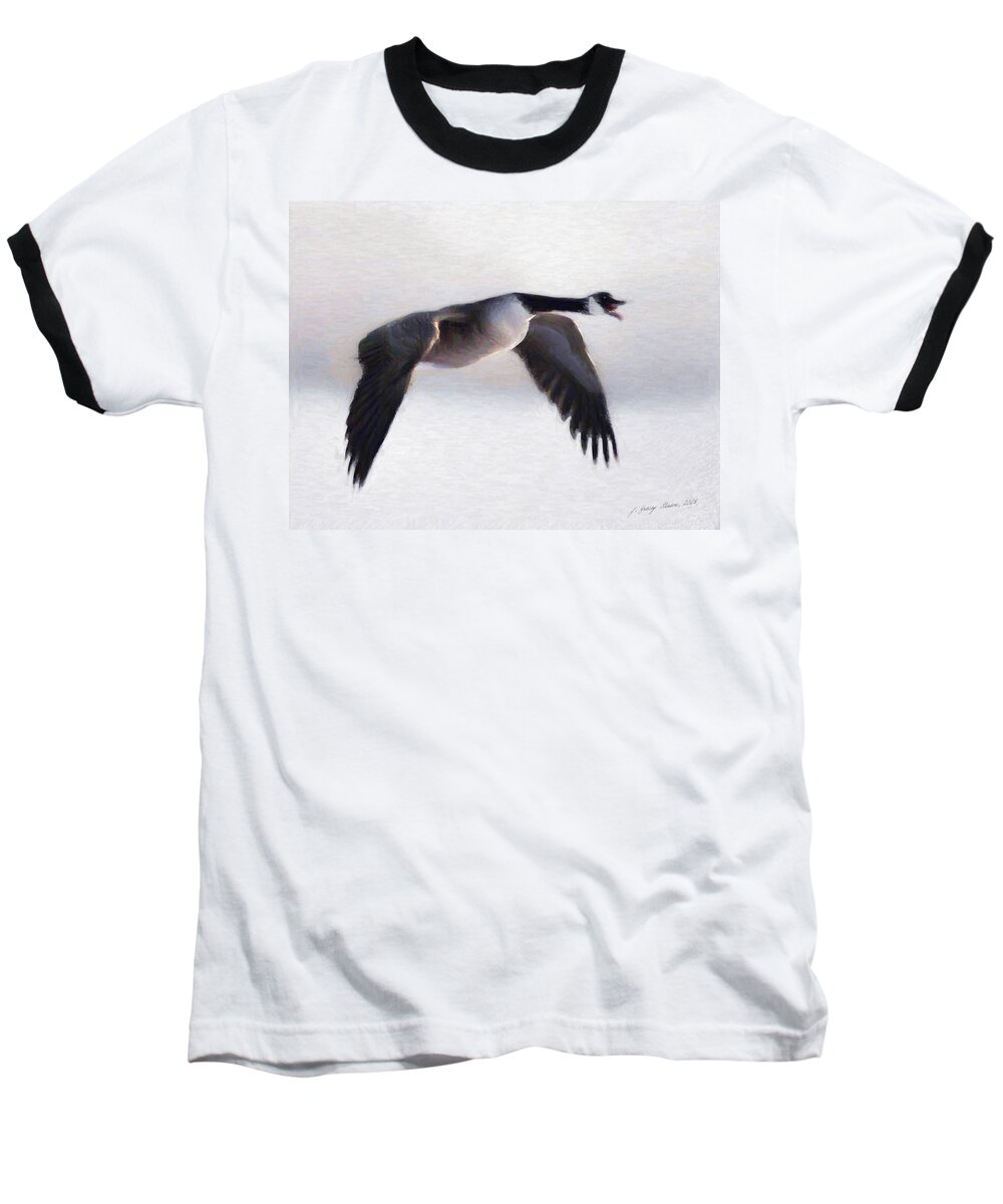 Wildlife Baseball T-Shirt featuring the digital art Canada Goose by JGracey Stinson
