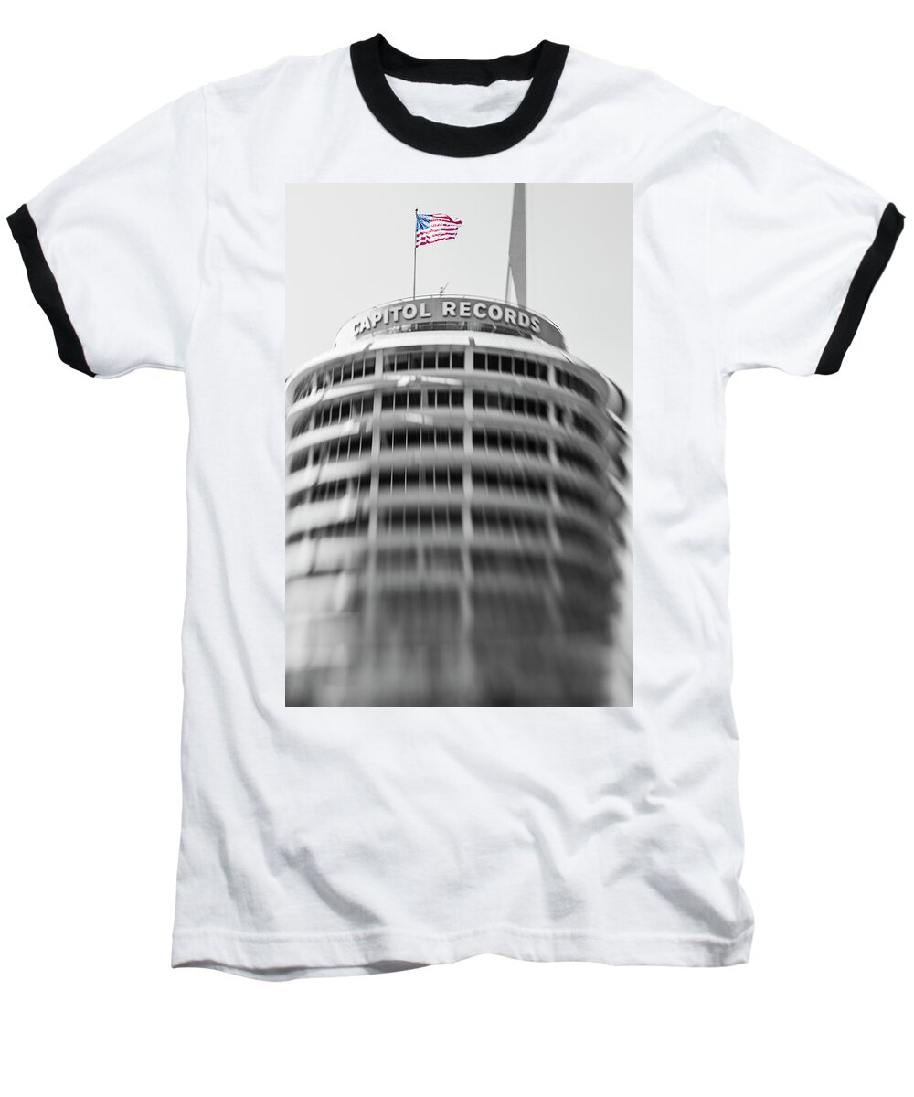 Capitol Records Baseball T-Shirt featuring the photograph Capitol Records building 18 by Micah May