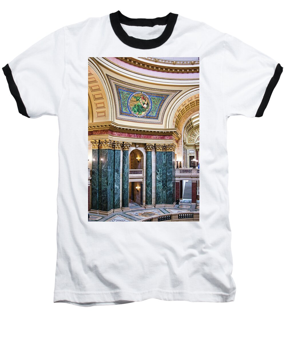 Capitol Baseball T-Shirt featuring the photograph Capitol Rotunda -Madison - Wisconsin by Steven Ralser