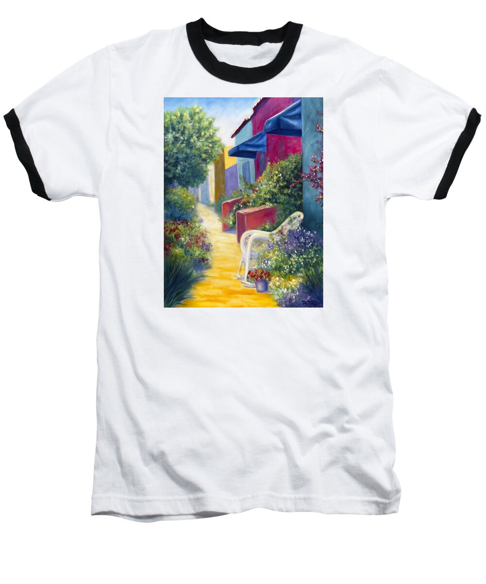 Capitola Baseball T-Shirt featuring the painting Capitola Dreaming by Shannon Grissom