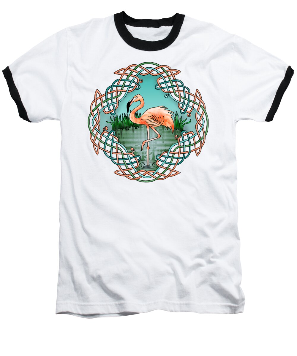  Baseball T-Shirt featuring the drawing Celtic Flamingo Art by Kristen Fox