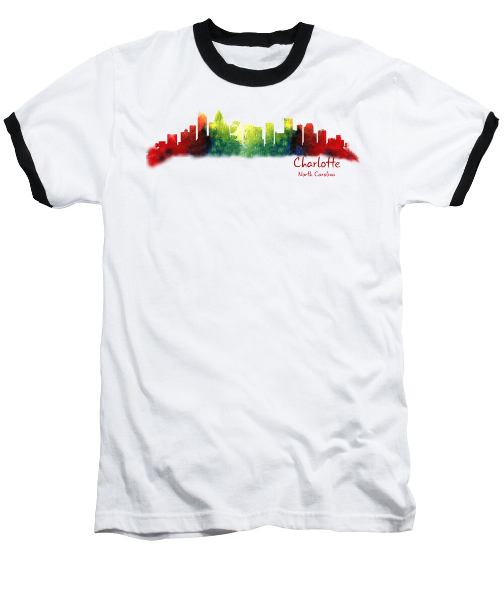 T-shirts Baseball T-Shirt featuring the digital art Charlotte North Carolina TShirts and Accessories by Loretta Luglio