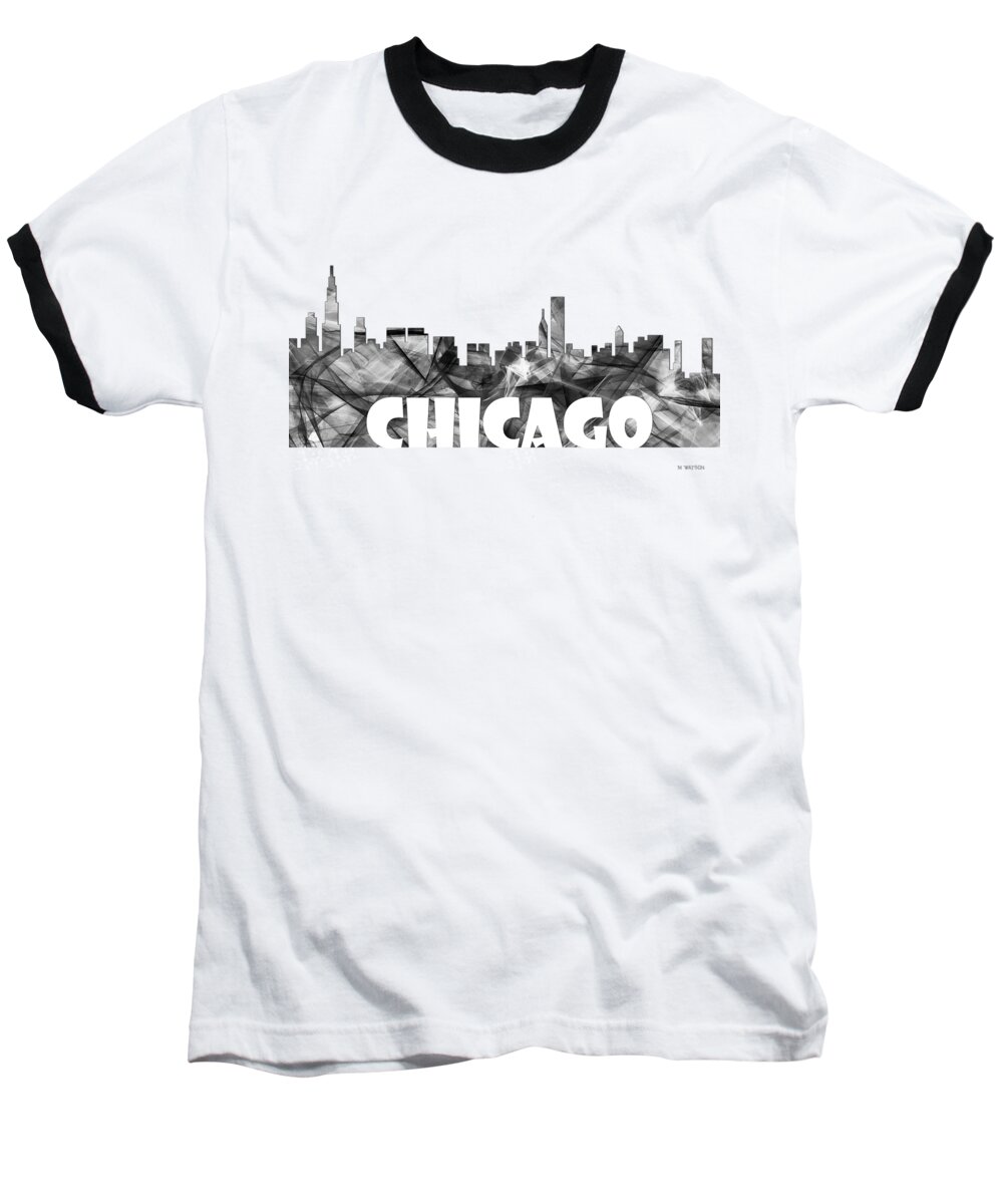 Chicago Baseball T-Shirt featuring the digital art Chicago Illinios Skyline by Marlene Watson