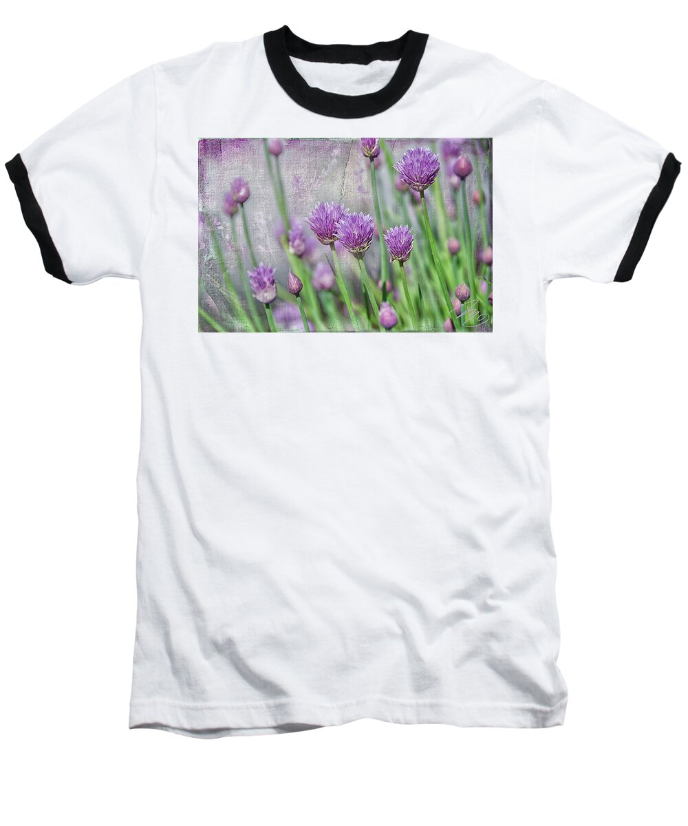 Agriculture Baseball T-Shirt featuring the digital art Chives in texture by Debra Baldwin
