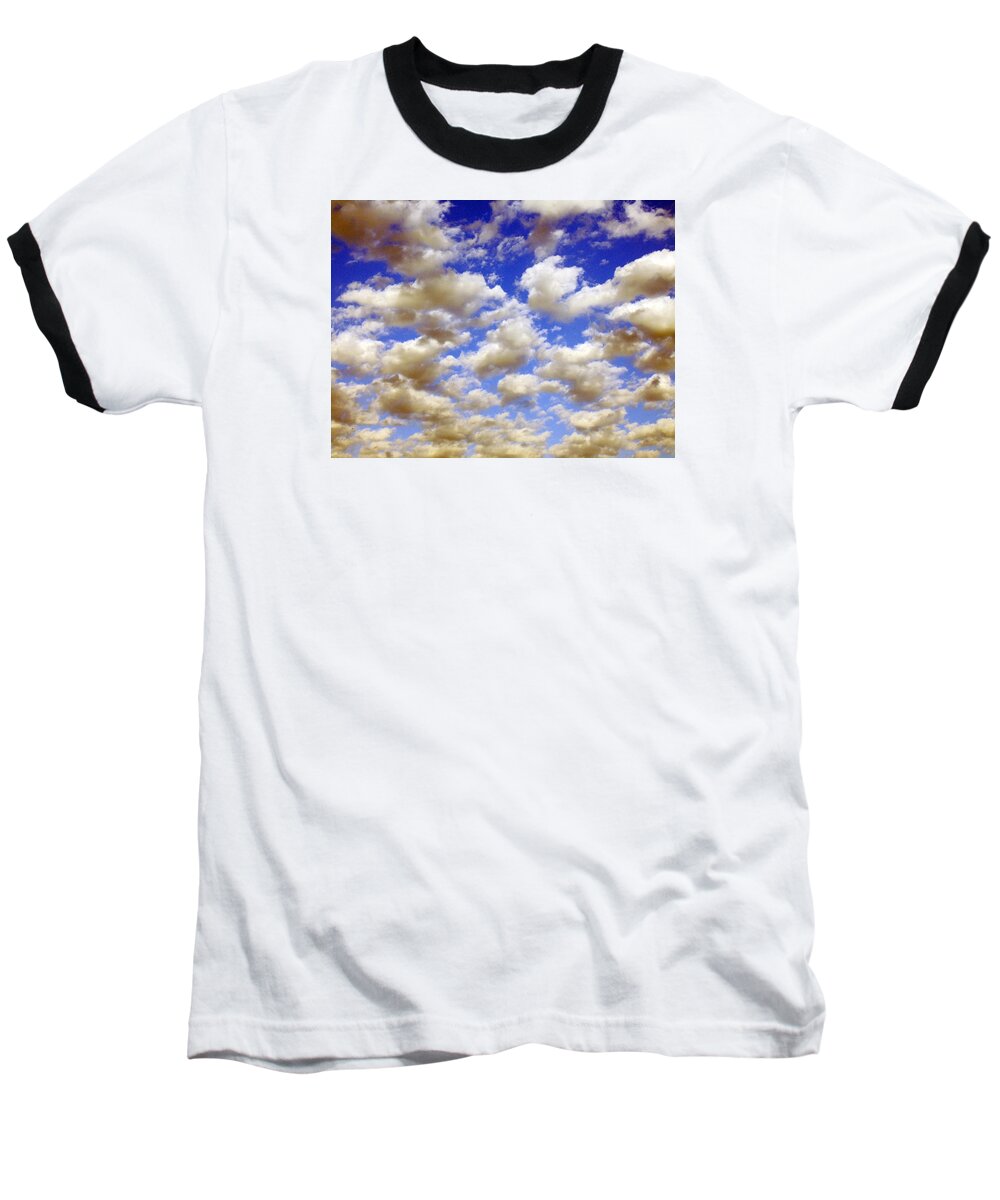 Clouds Baseball T-Shirt featuring the digital art Clouds Blue Sky by Jana Russon