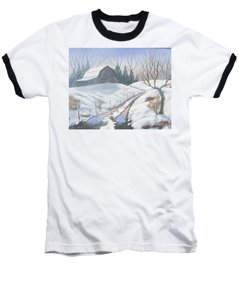 Landscape Baseball T-Shirt featuring the painting Cold Country by Jerry Walker