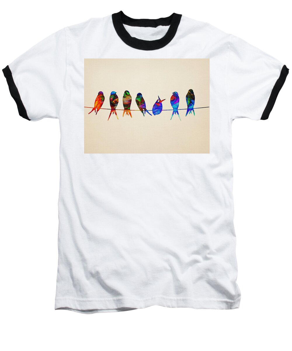 Birds Baseball T-Shirt featuring the painting Colorful Birds by Lilia S