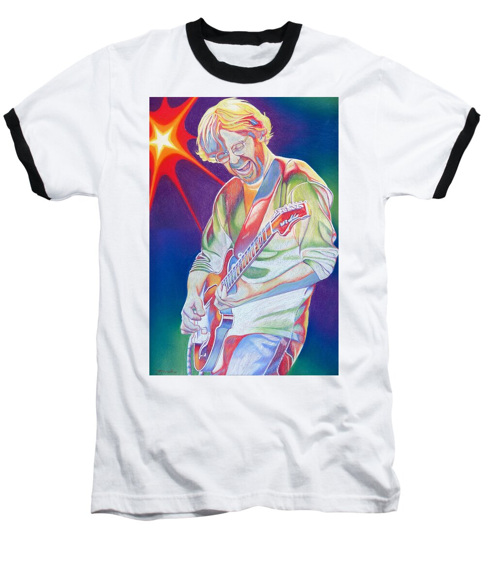 Phish Baseball T-Shirt featuring the drawing Colorful Trey Anastasio by Joshua Morton