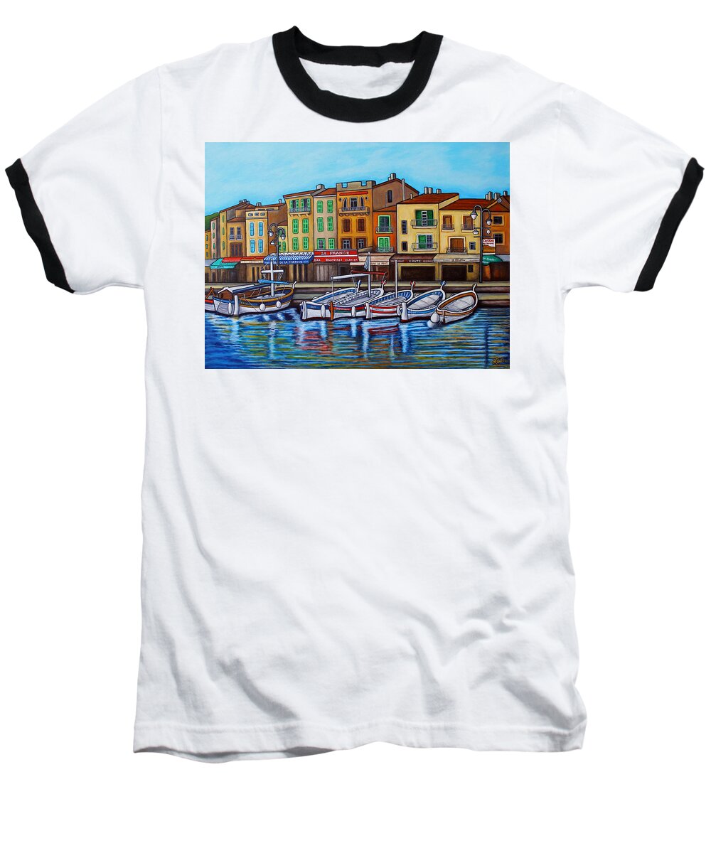 Europe Baseball T-Shirt featuring the painting Colours of Cassis by Lisa Lorenz