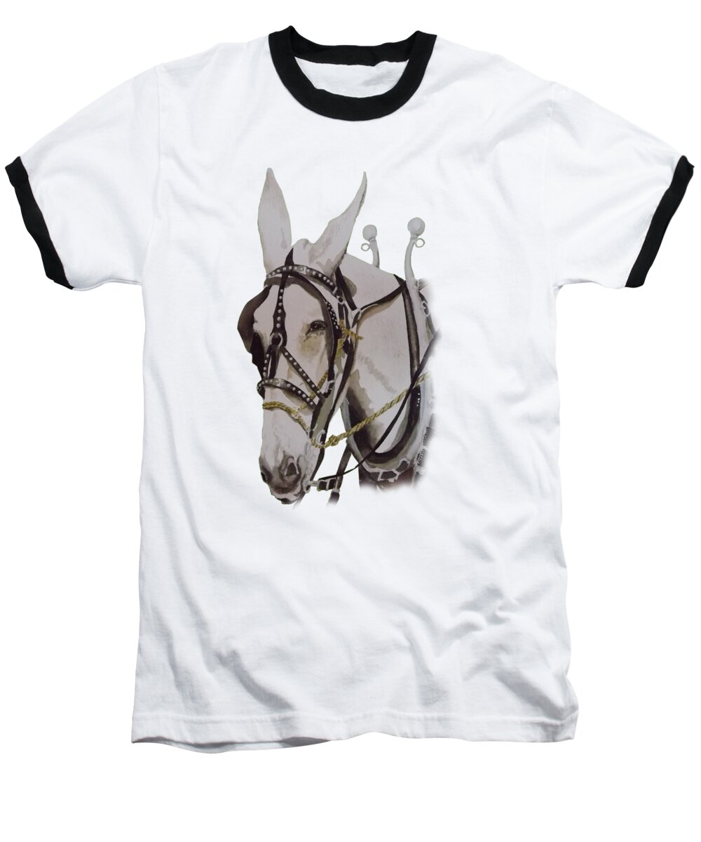 Mule Baseball T-Shirt featuring the painting Connie the Mule by Gary Thomas