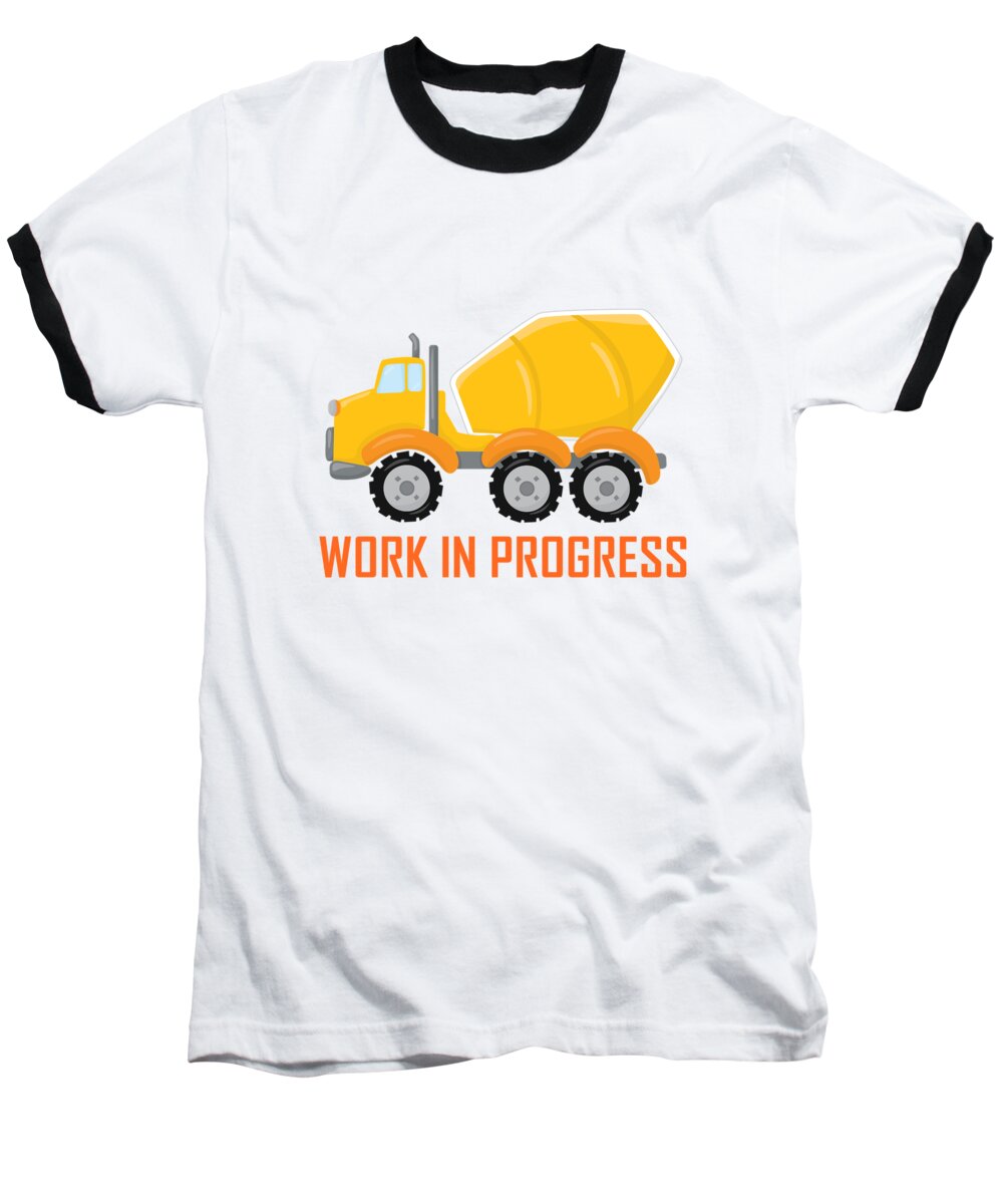 Concrete Baseball T-Shirt featuring the digital art Construction Zone - Concrete Truck Work In Progress Gifts - White Background by KayeCee Spain