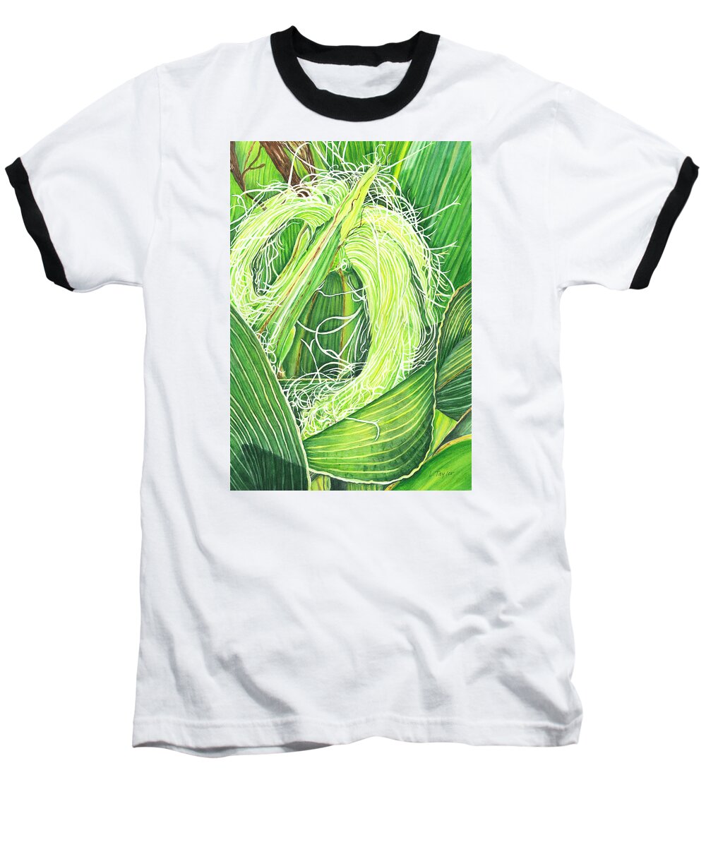 Corn Baseball T-Shirt featuring the painting Corn Silk by Lori Taylor