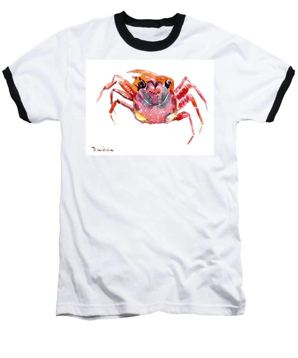 Pink Red Baseball T-Shirt featuring the painting Crab by Suren Nersisyan