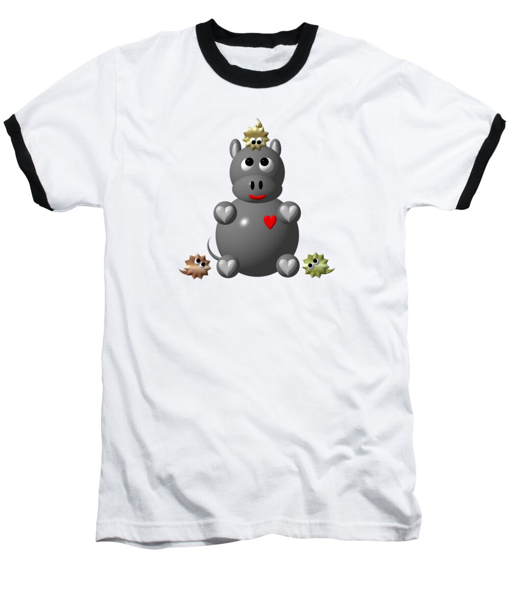 Cute Hippo With Hamsters Baseball T-Shirt featuring the digital art Cute Hippo with Hamsters by Rose Santuci-Sofranko
