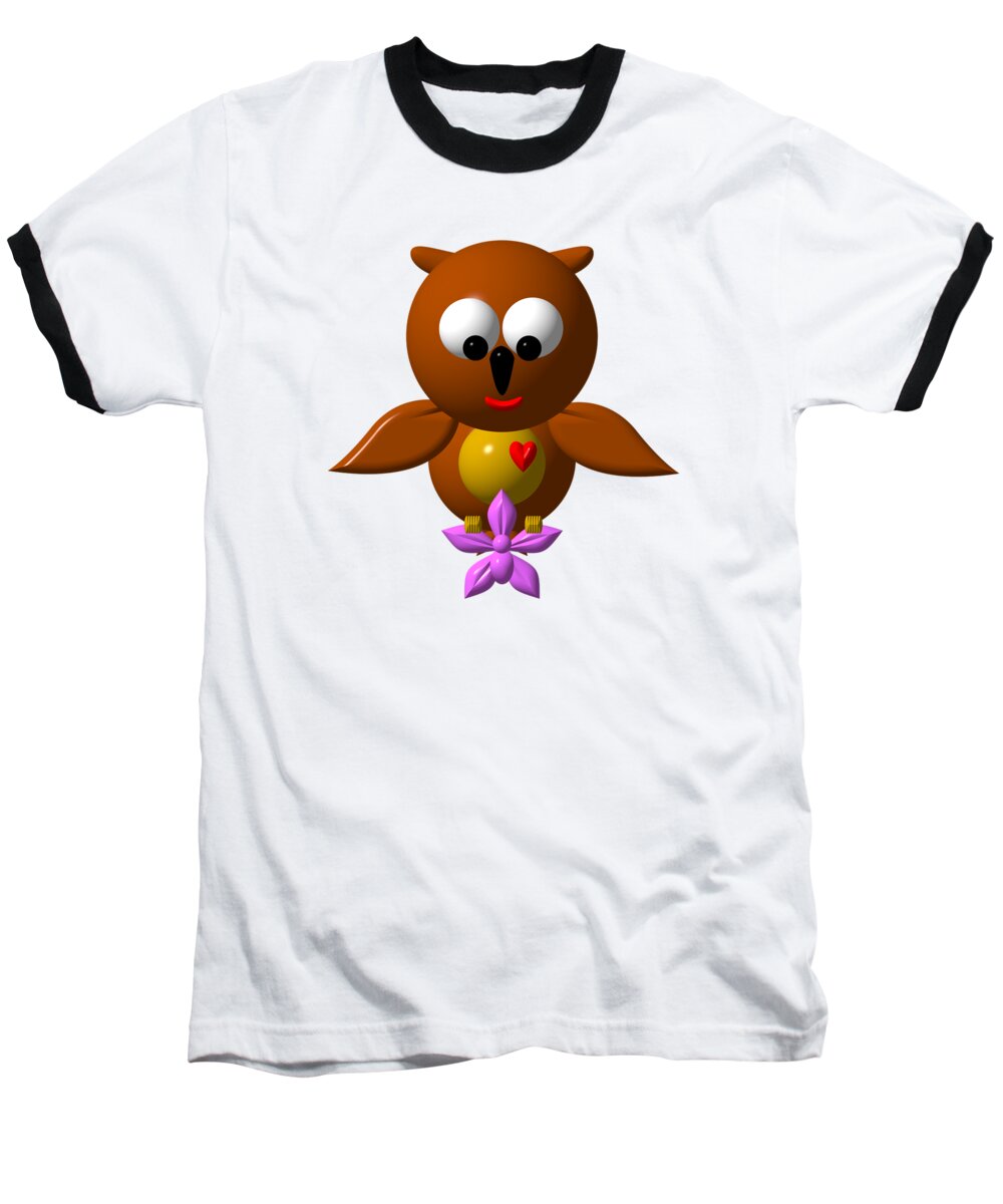 Owls Baseball T-Shirt featuring the digital art Cute Owl with Orchid by Rose Santuci-Sofranko