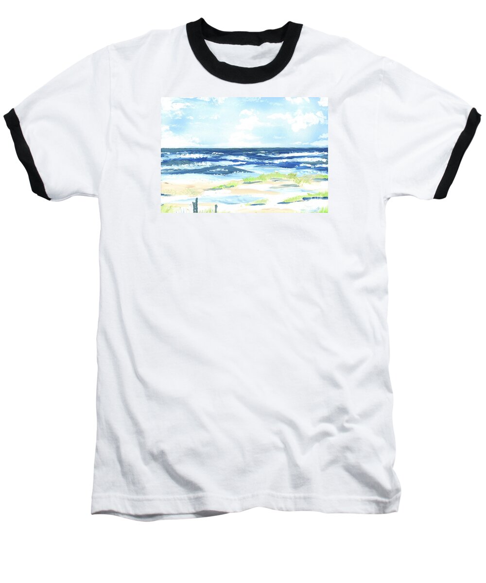 Water Baseball T-Shirt featuring the painting Day At The Beach by Patrick Grills