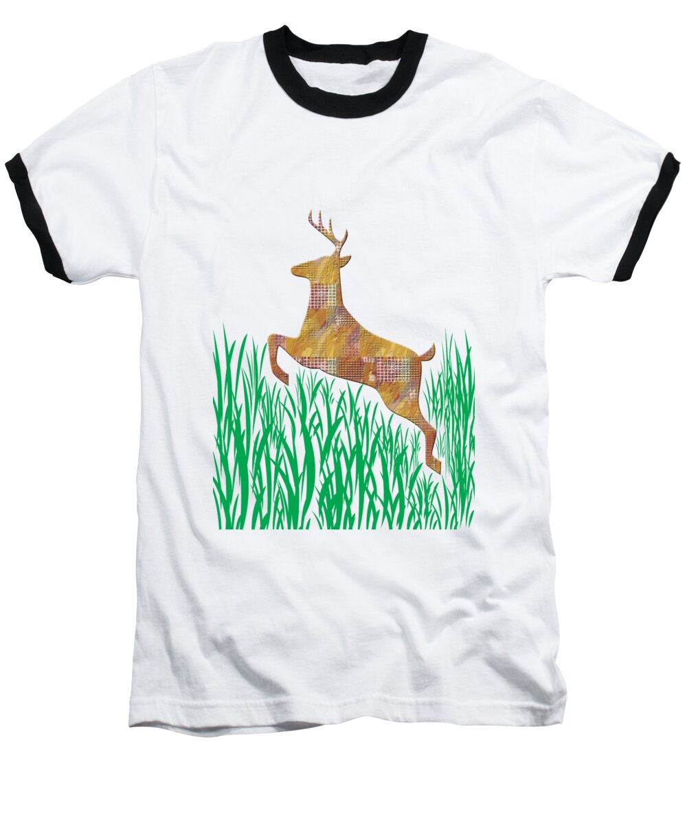 Digital Art Baseball T-Shirt featuring the photograph Deer in Grass by Aimee L Maher ALM GALLERY