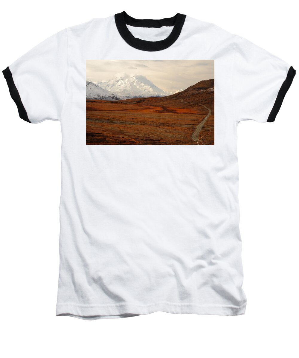 Denali Baseball T-Shirt featuring the photograph Denali And Tundra In Autumn by Steve Wolfe